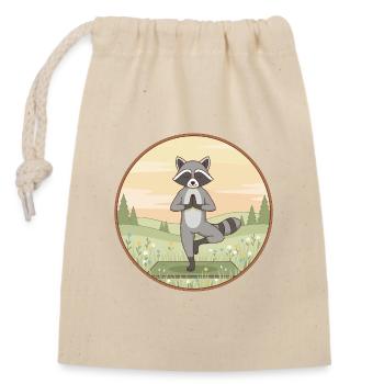 Yoga-Waschbär-Tier macht Baumpose - Verschließbarer Geschenkbeutel aus Baumwolle (14x20cm) - Natur - Vorne