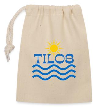 Tilos Sun Waves Logo - Sac cadeau en coton avec cordon (14 x 20 cm) - nature - Devant