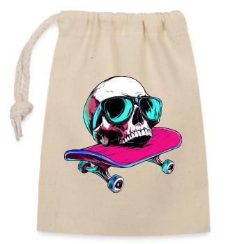 Skull Skateboard - 1990 - Closable cotton gift bag (14x20cm) - nature - Front