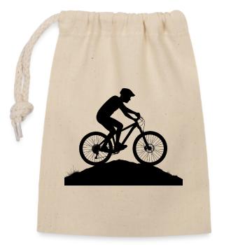 Bergabenteuer Mountainbike Silhouette - Verschließbarer Geschenkbeutel aus Baumwolle (14x20cm) - Natur - Vorne