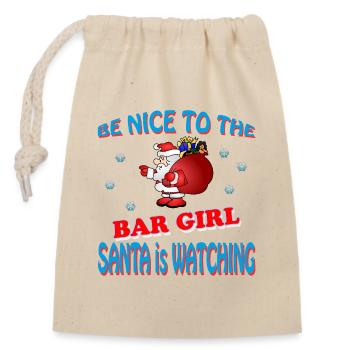 SANTA BAR GIRL - Verschließbarer Geschenkbeutel aus Baumwolle (14x20cm) - Natur - Vorne