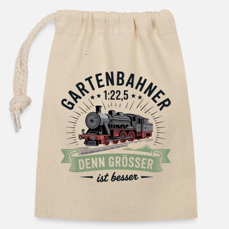Gartenbahn Eisenbahn Garten Spur G Modelleisenbahn - Verschließbarer Geschenkbeutel aus Baumwolle (14x20cm) - Natur