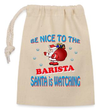 SANTA BARISTA - Verschließbarer Geschenkbeutel aus Baumwolle (14x20cm) - Natur - Vorne