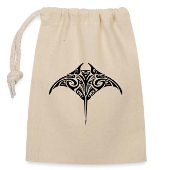 Maori-Manta-Rochen-Stammestattoo - Verschließbarer Geschenkbeutel aus Baumwolle (14x20cm) - Natur - Vorne