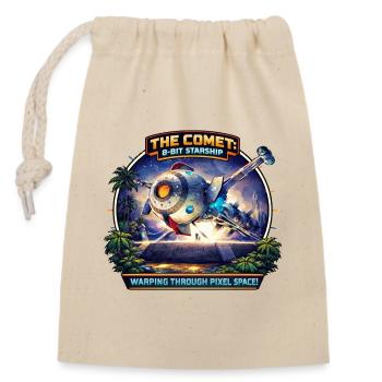 The Comet – 8-Bit Starship - Closable cotton gift bag (14x20cm) - nature - Front