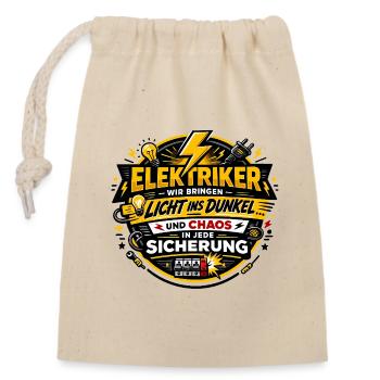 Elektriker Lichtchaos Spruch - Verschließbarer Geschenkbeutel aus Baumwolle (14x20cm) - Natur - Vorne