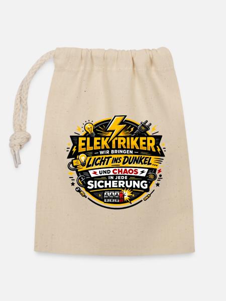Elektriker Lichtchaos Spruch - Verschließbarer Geschenkbeutel aus Baumwolle (14x20cm) - Natur