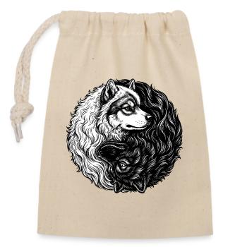 Eurasier | Yin Yang | Fond blanc - Sac cadeau en coton avec cordon (14 x 20 cm) - nature - Devant