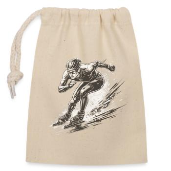 Patineurs de vitesse en pleine dynamique - Sac cadeau en coton avec cordon (14 x 20 cm) - nature - Devant