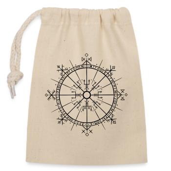 Vegvisir 9 Welten Runen – Germanische Wikinger - Verschließbarer Geschenkbeutel aus Baumwolle (14x20cm) - Natur - Vorne