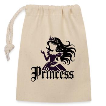 Prinzessin Silhouette - Verschließbarer Geschenkbeutel aus Baumwolle (14x20cm) - Natur - Vorne