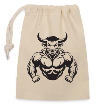 Muscles de taureau Taureau - Sac cadeau en coton avec cordon (14 x 20 cm) - nature - Devant