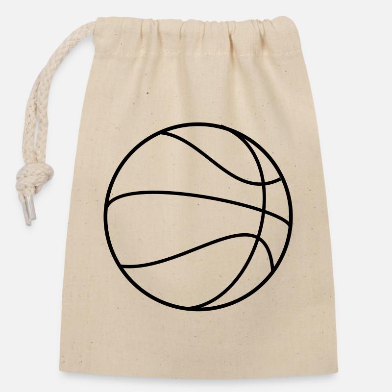 Basket-ball - Sac cadeau en coton avec cordon (14 x 20 cm) - nature