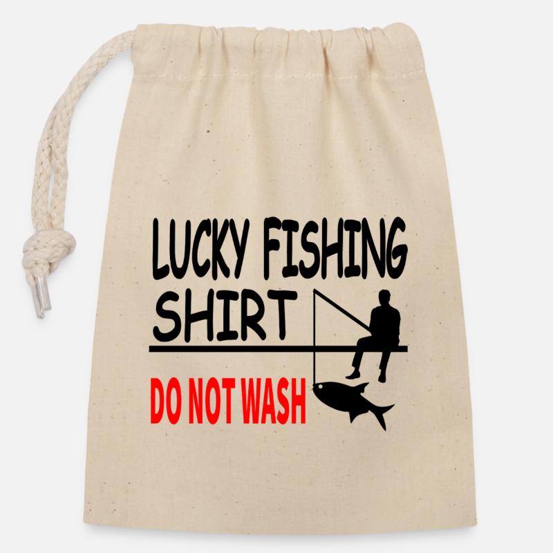 Pêche - Sac cadeau en coton avec cordon (14 x 20 cm) - nature