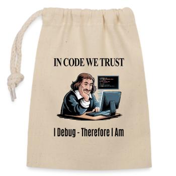 Descartes au clavier - pour fond blanc - Sac cadeau en coton avec cordon (14 x 20 cm) - nature - Devant