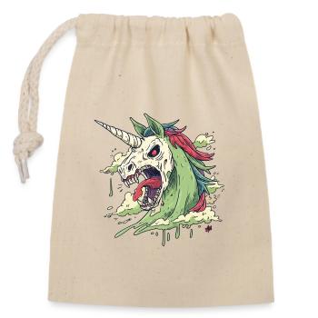 Einhorn Schädel Chaos - Verschließbarer Geschenkbeutel aus Baumwolle (14x20cm) - Natur - Vorne