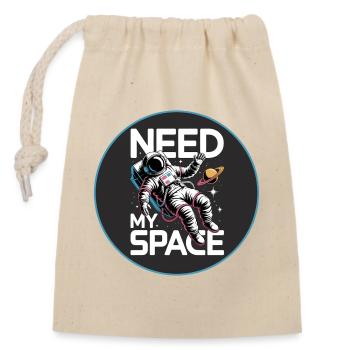 Need My Space Astronaut - Verschließbarer Geschenkbeutel aus Baumwolle (14x20cm) - Natur - Vorne