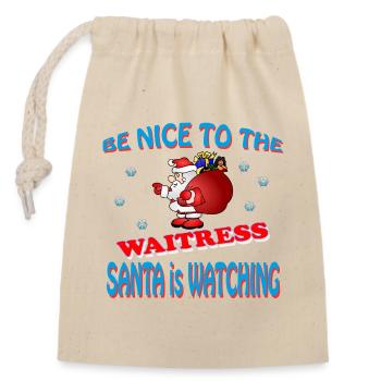 SANTA WAITRESS - Verschließbarer Geschenkbeutel aus Baumwolle (14x20cm) - Natur - Vorne