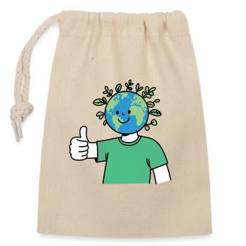 Terre Souriante Sauver et protéger la planète - Sac cadeau en coton avec cordon (14 x 20 cm) - nature - Devant