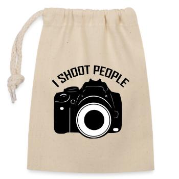I Shoot People – Lustiges Fotografen Kamera Design - Verschließbarer Geschenkbeutel aus Baumwolle (14x20cm) - Natur - Vorne
