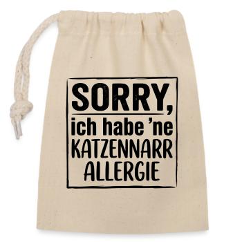 Katzennarr Allergie Lustiges Katzen Shirt - Verschließbarer Geschenkbeutel aus Baumwolle (14x20cm) - Natur - Vorne