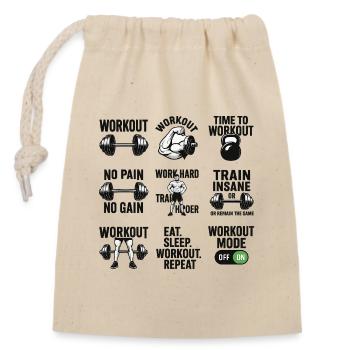 Power Gym Black Patterns Workout - Closable cotton gift bag (14x20cm) - nature - Front