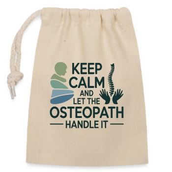 Osteopath Bleib ruhig Handle Professionell - Verschließbarer Geschenkbeutel aus Baumwolle (14x20cm) - Natur - Vorne