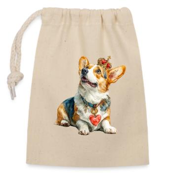 Königlicher Corgi  - Verschließbarer Geschenkbeutel aus Baumwolle (14x20cm) - Natur - Vorne