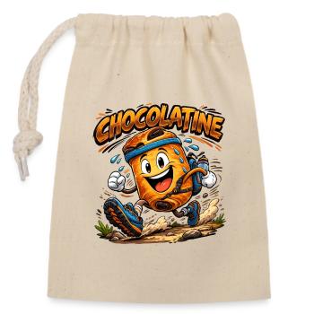 Chocolatine trail - Closable cotton gift bag (14x20cm) - nature - Front