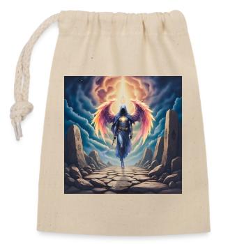 Winged warrior angel of light - Closable cotton gift bag (14x20cm) - nature - Front