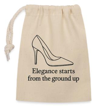High Heel Line Art – Elegance Fashion Quote - Verschließbarer Geschenkbeutel aus Baumwolle (14x20cm) - Natur - Vorne
