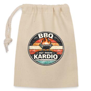 Emblème rétro BBQ Cardio - Sac cadeau en coton avec cordon (14 x 20 cm) - nature - Devant