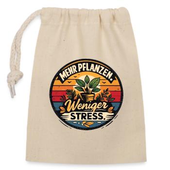 More plants, less stress - Closable cotton gift bag (14x20cm) - nature - Front