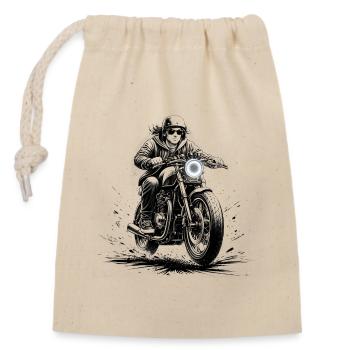 Teenager on modern café racer - Closable cotton gift bag (14x20cm) - nature - Front