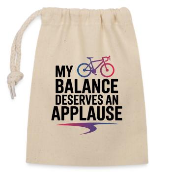 Künstlerisches Radfahren Mein Gleichgewicht verdient Applaus - Verschließbarer Geschenkbeutel aus Baumwolle (14x20cm) - Natur - Vorne