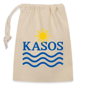 Soleil et Vagues de Kasos - Sac cadeau en coton avec cordon (14 x 20 cm) - nature - Devant