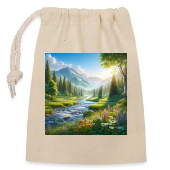 Fjälldalens Frühlingsblumenfluss - Verschließbarer Geschenkbeutel aus Baumwolle (14x20cm) - Natur - Vorne