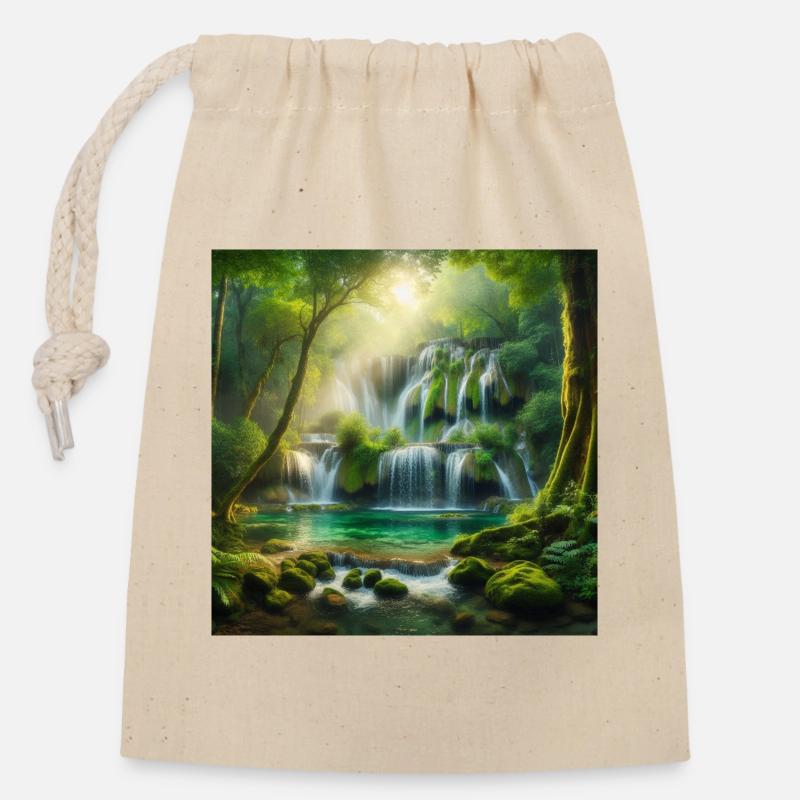 Waterfall of dreams - Closable cotton gift bag (14x20cm) - nature