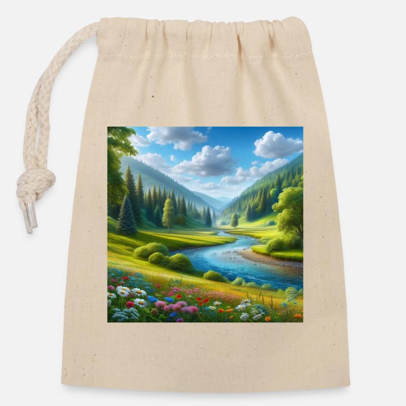 A beautiful spring hall - Closable cotton gift bag (14x20cm) - nature