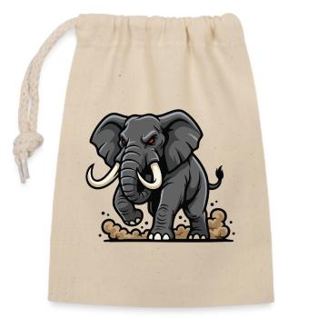 Wild Elephant Charge Maskottchen Elefanten Power - Verschließbarer Geschenkbeutel aus Baumwolle (14x20cm) - Natur - Vorne