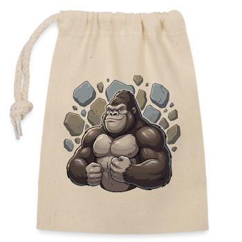 Kraftgorilla Steinbruch Attacke - Verschließbarer Geschenkbeutel aus Baumwolle (14x20cm) - Natur - Vorne