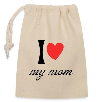 I Love My Mom - Mother's Day & Anniversa Gift - Closable cotton gift bag (14x20cm) - nature - Front