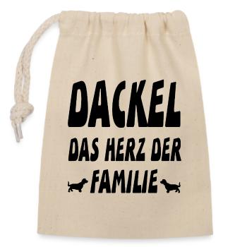 Dackel - Verschließbarer Geschenkbeutel aus Baumwolle (14x20cm) - Natur - Vorne