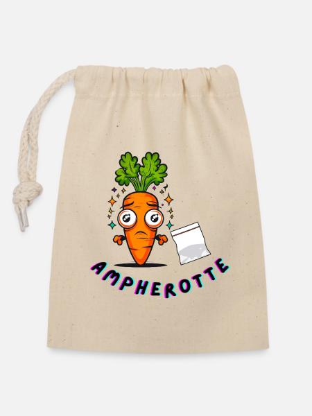 AMPHEROTTE – Karotte mit Speed - Verschließbarer Geschenkbeutel aus Baumwolle (14x20cm) - Natur