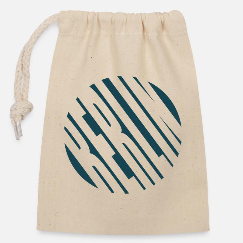 Berlin Strip Circle - Closable cotton gift bag (14x20cm) - nature
