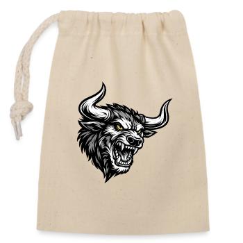 Angry Bull Head – Aggressive Bull Logo - Closable cotton gift bag (14x20cm) - nature - Front