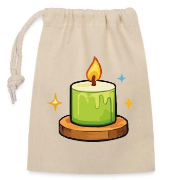Green candle - Closable cotton gift bag (14x20cm) - nature - Front