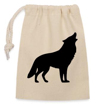 Loup hurlant noir - Sac cadeau en coton avec cordon (14 x 20 cm) - nature - Devant