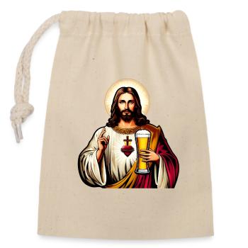 Sacred Heart Beer Saint - Sac cadeau en coton avec cordon (14 x 20 cm) - nature - Devant