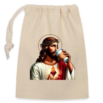 Cœur Sacré Café Moderne - Sac cadeau en coton avec cordon (14 x 20 cm) - nature - Devant